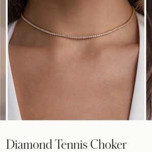 Gold Diamond Tennis Choker Necklace
